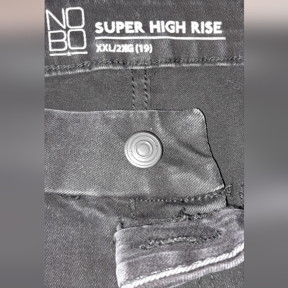 NOBO Super High Rise Capris Black Denim like XXL 19 - Picture 2 of 4